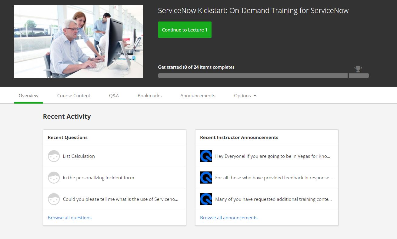 Learn via Online courses - ServiceNow training