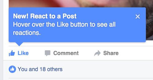 Facebook tooltip - product tour