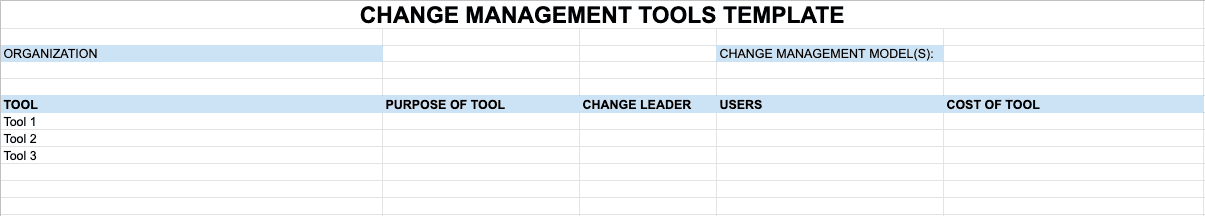 Change Management Tools Template