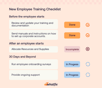 new hire training checklist