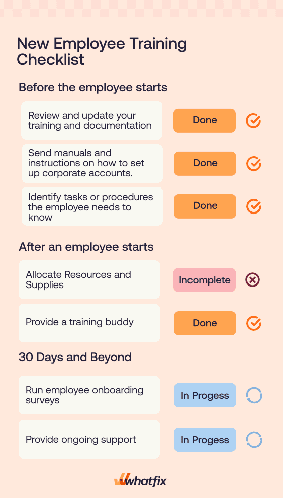 new hire training checklist