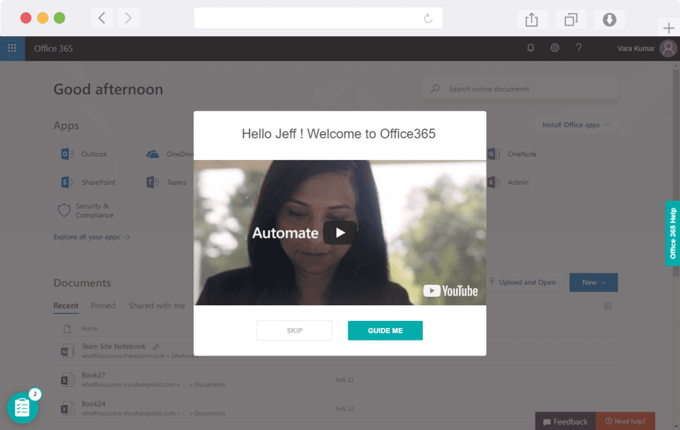 office-365-whatfix-training-video
