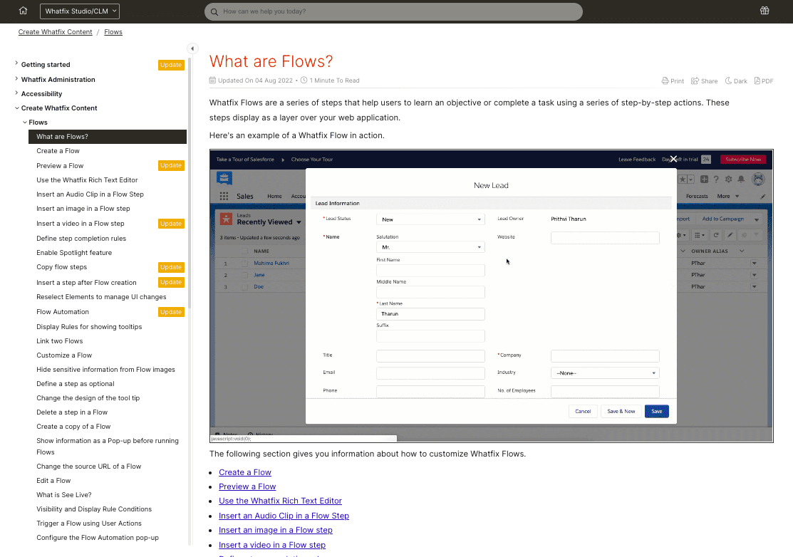 whatfix knowledge base