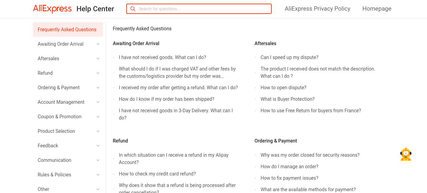 aliexpress-basic-faq-page-example-simple