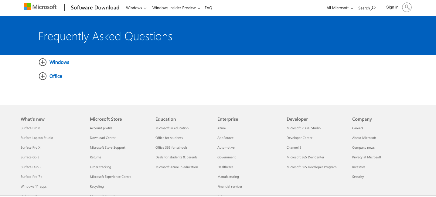 microsoft-b2b-enteprise-faq-page