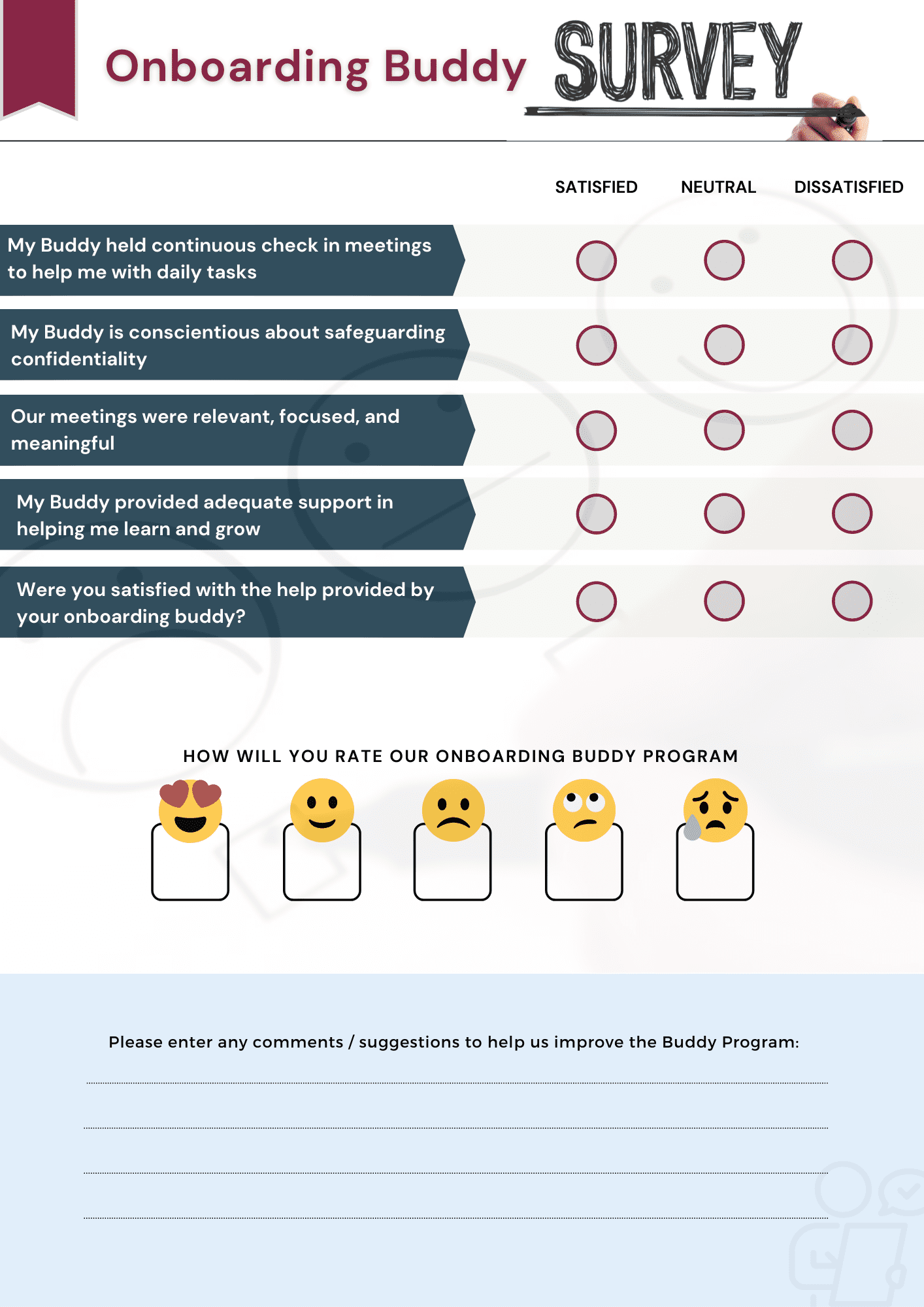 onboarding Buddy program satisfaction survey template