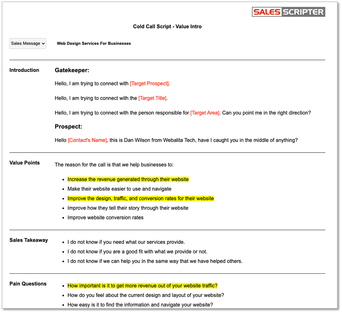 sales report presentation script