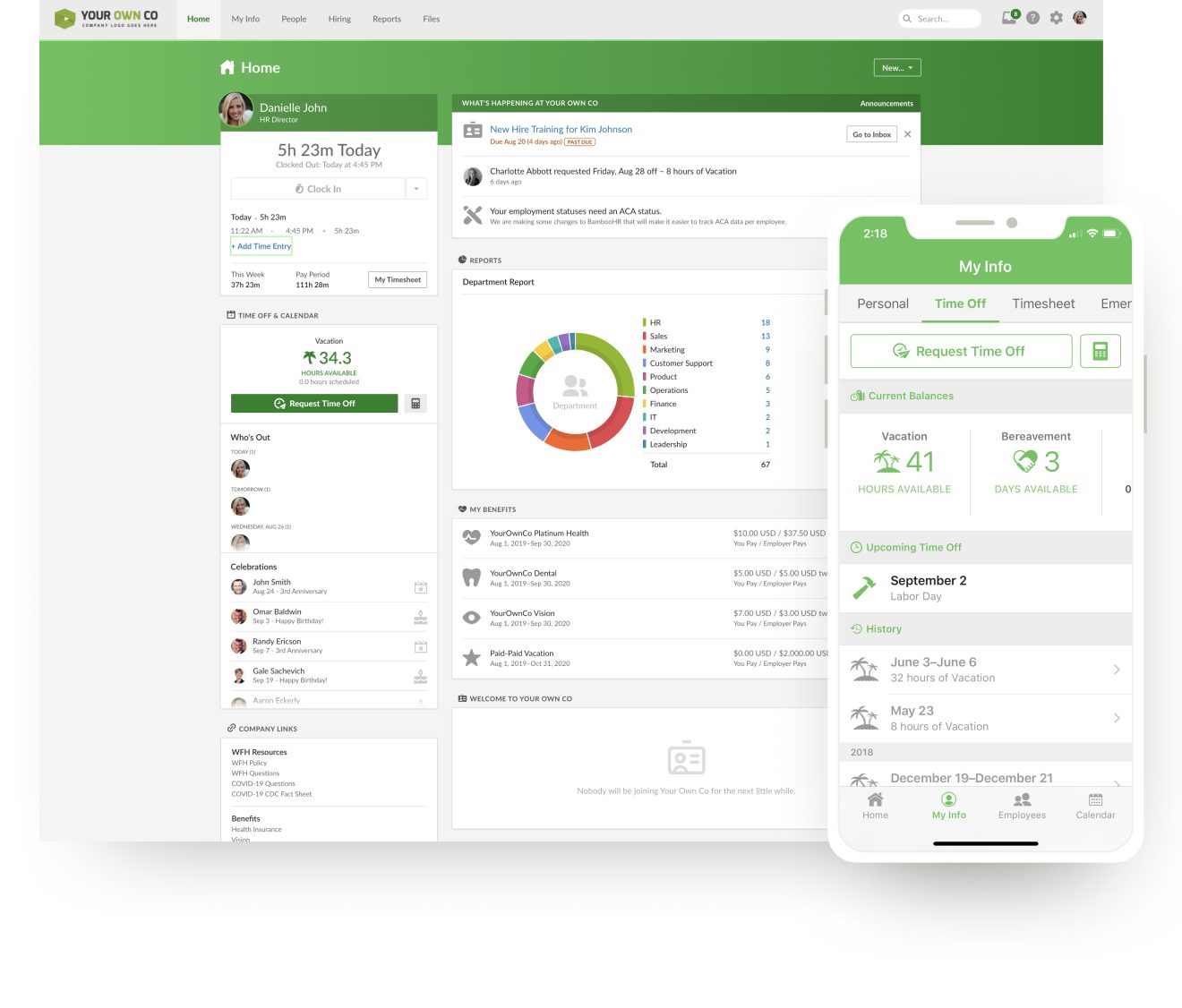 All-in-one HR Software - BambooHR Product Screenshot