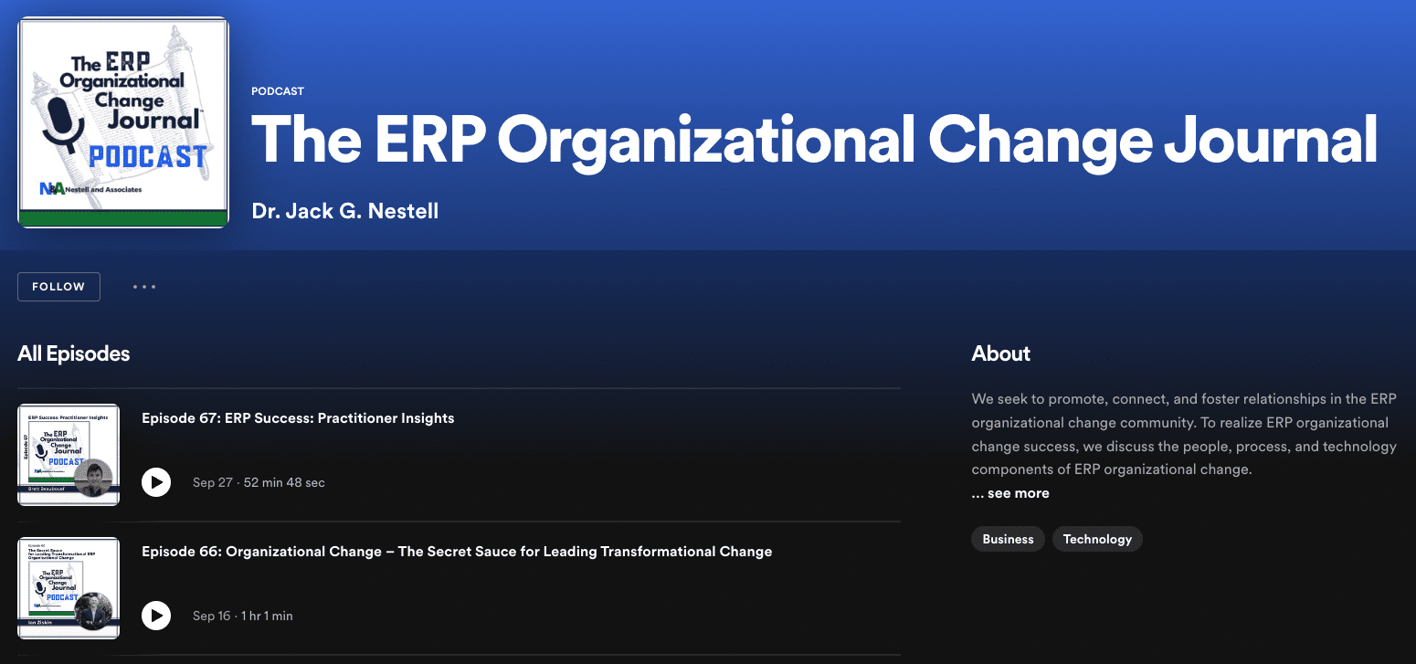 The ERP Organizational Change Journal