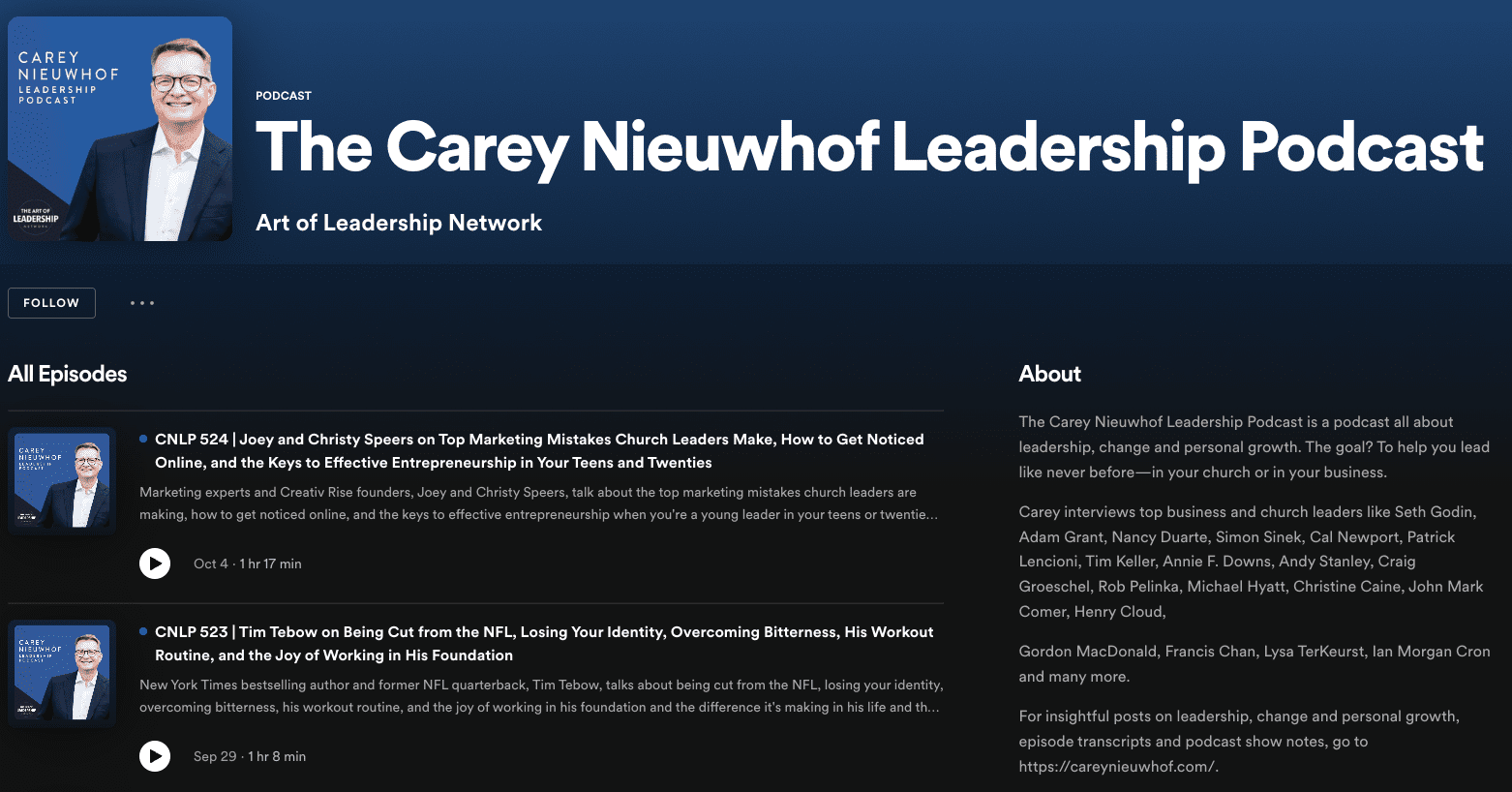 The Carey Nieuwhof Leadership Podcast