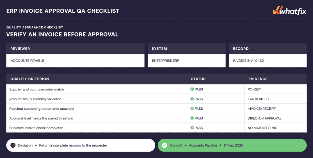 QA checklist 