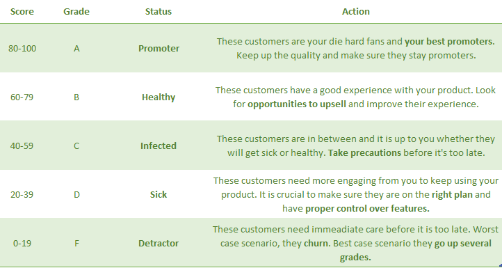 grade scale customer health score