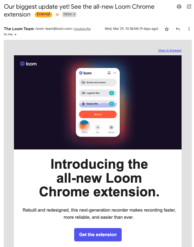 loom-product-launch-email-example