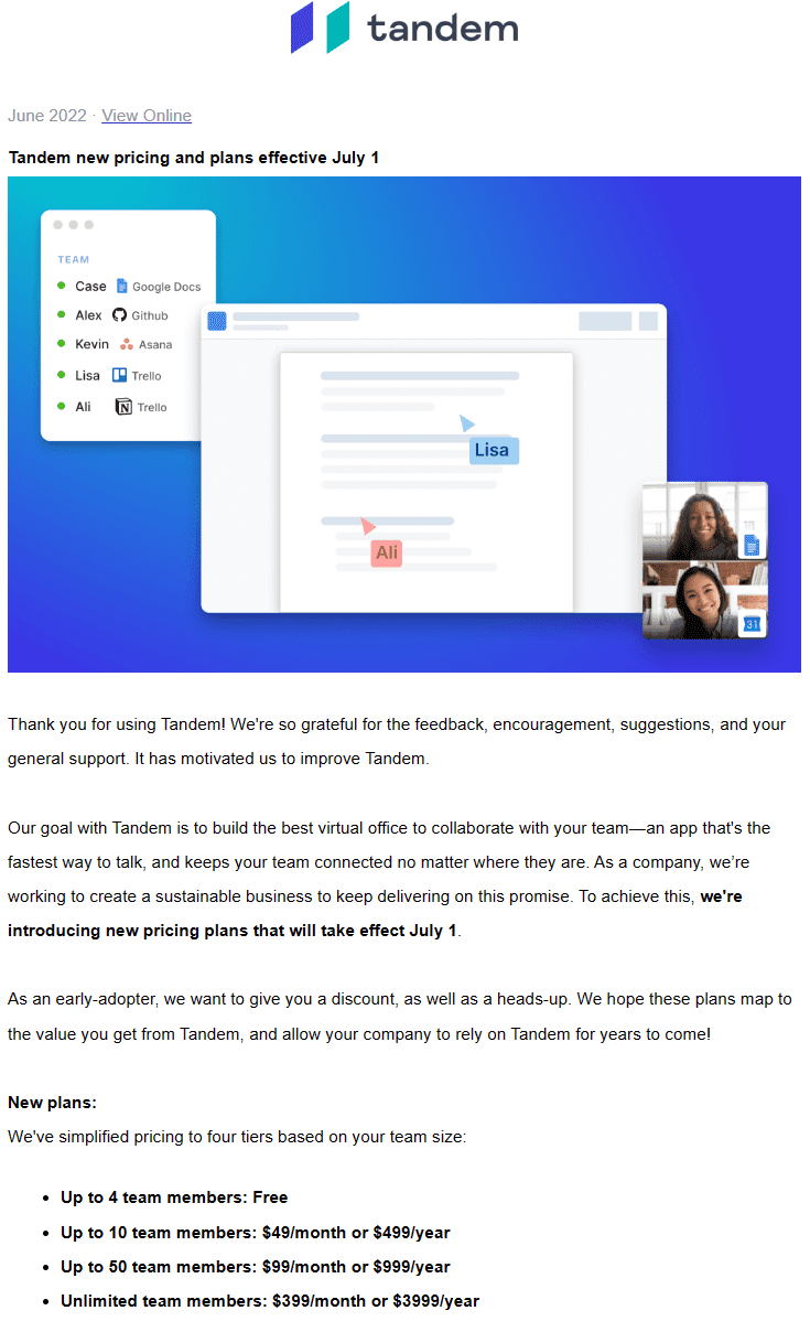 tandem-chat-new-pricing-email-change-example