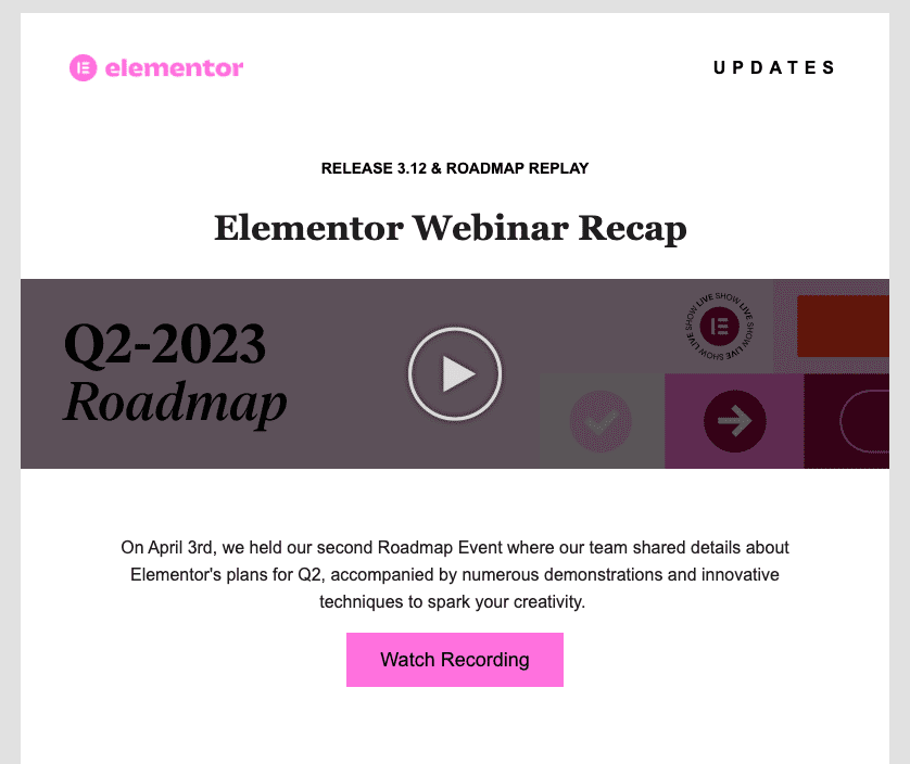 elementor-new-feature-roadmap-recap-email-example