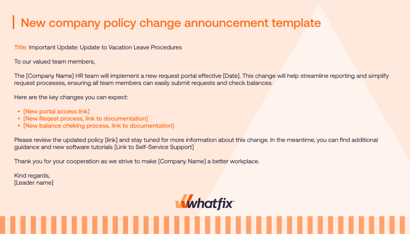 New company policy change announcement template