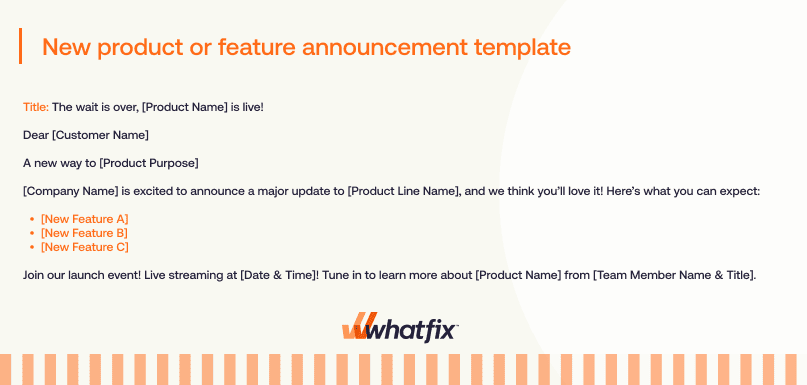 New product or feature announcement template